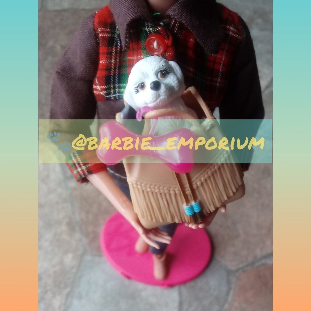 Barbie Vintage Brown Plaid Puppy Mixed Outfit